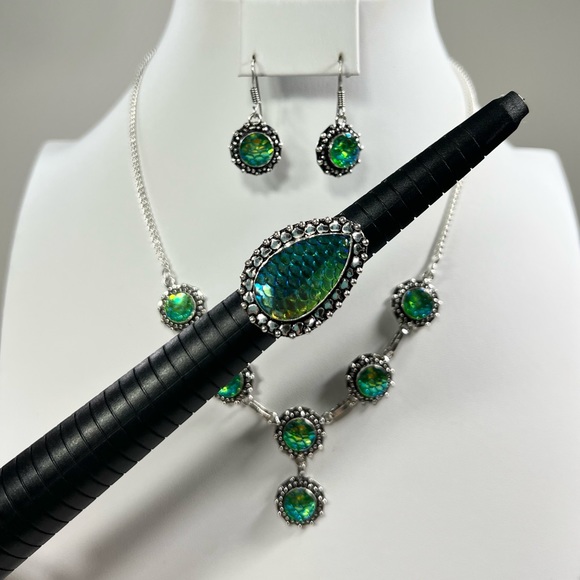 🌈🐠 Rainbow Titanium Fish 925 Necklace Bracelet & Earrings ONLY - Picture 5 of 14